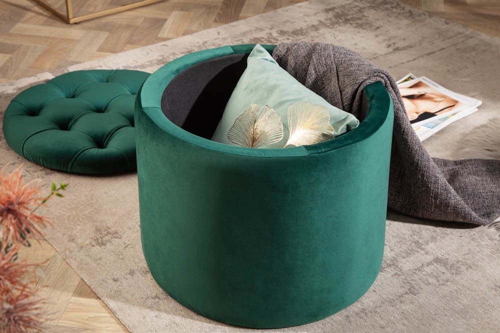 riess-ambiente Hocker MODERN BAROCK dunkelgrün, Wohnzimmer · Samt · mit Stauraum · Aufbewahrungkorb – Bild 4 von 5