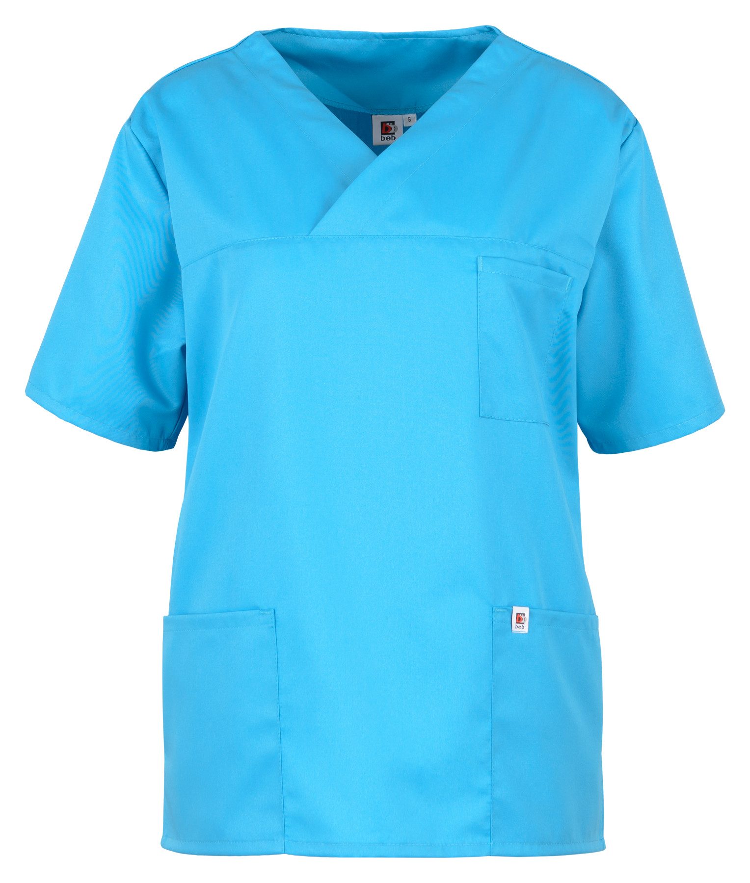 BEB Schlupfbluse beb MEDIZIN/PFLEGE Unisex KASACK Kurz V-Neck TENCEL/Polyester Azur