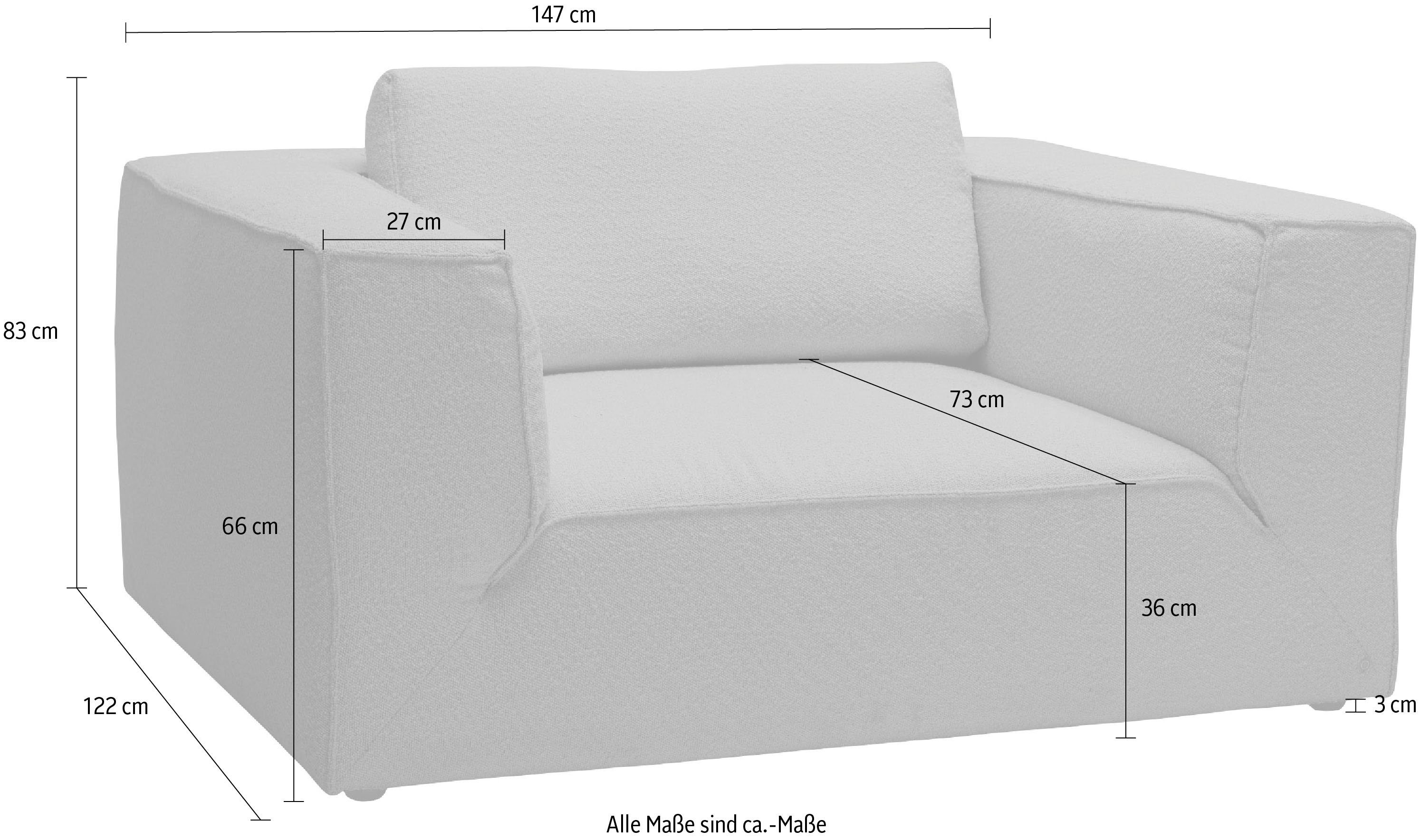 Sitztiefe, Loveseat cm Breite CUBE große 147 bequemen STYLE, TOM HOME BIG TAILOR Stegkissen, mit extra