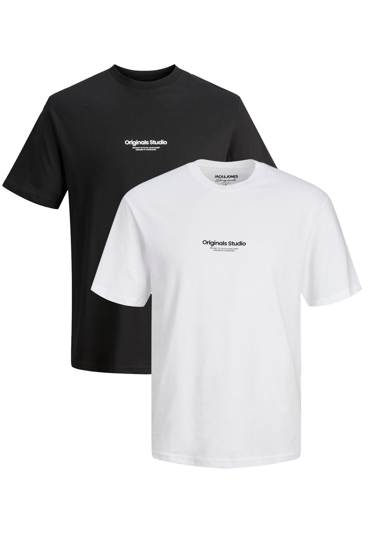 Jack & Jones T-Shirt 2-er Set Logo T-Shirt Kurzarm Shirt JORVESTERBRO (2-tlg) 6114 in Schwarz-Weiß