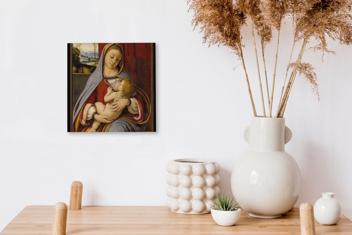 OneMillionCanvasses® Leinwandbild Schlafzimmer Leinwand mit bunt Leonardo für da Madonna St), Wohnzimmer Vinci, (1 - Bilder Kind