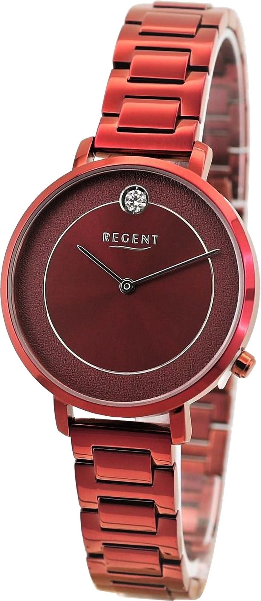 Regent Quarzuhr Regent Damen Armbanduhr Analog, Damen Armbanduhr rund, extra groß (ca. 35mm), Metallarmband