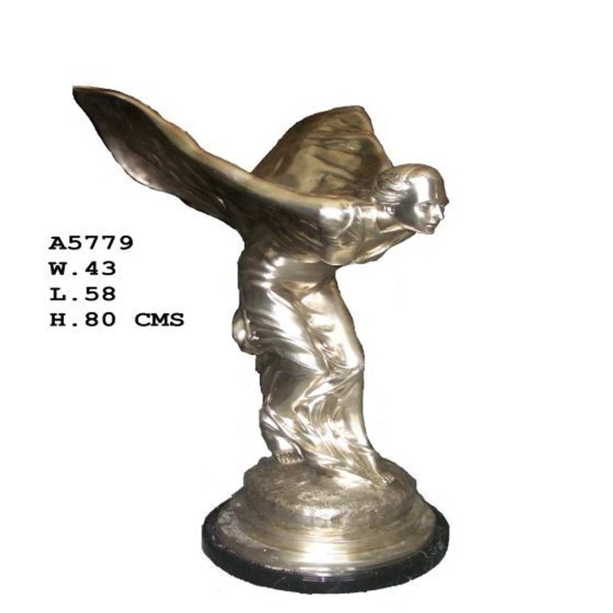 Bronzefigur Bronze mit Luxus Figur Büste Casa Dekofigur Padrino with Lady - - Frau Flügeln Wings