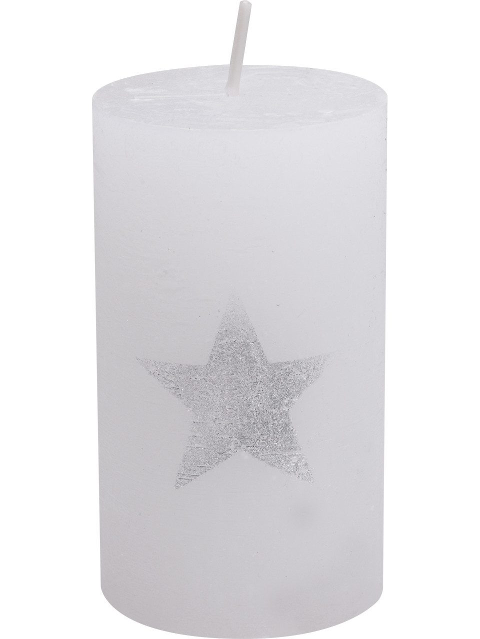 House of Rustic Stumpenkerze House of Rustic Kerze weiß mit silber Stern Ø 6,8