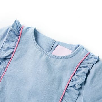 vidaXL A-Linien-Kleid Kinderkleid mit Rüschen Hellblau 128