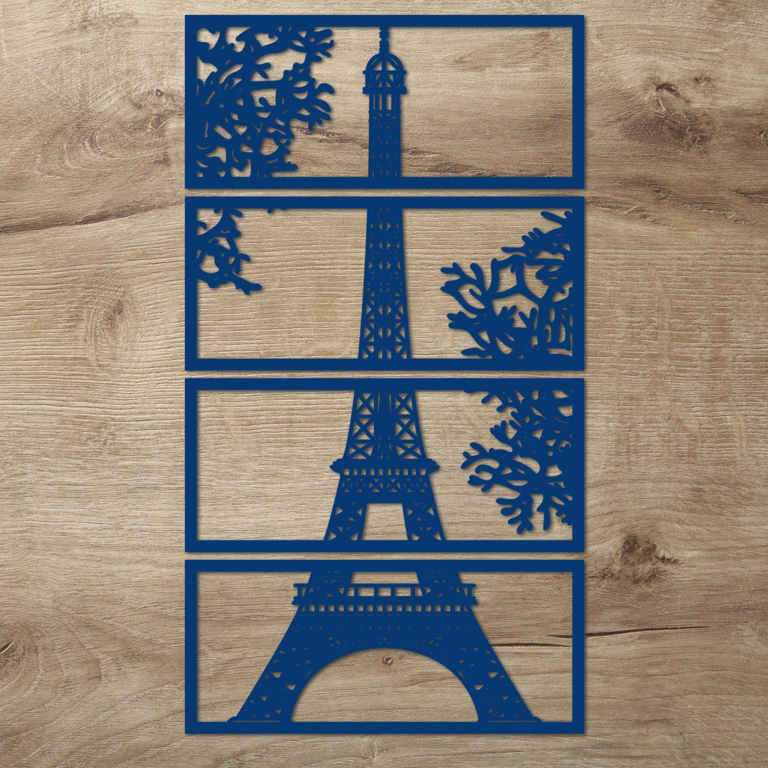 Namofactur Wanddekoobjekt XXL Eiffelturm Holz Wanddeko Wandbild Dunkelblau