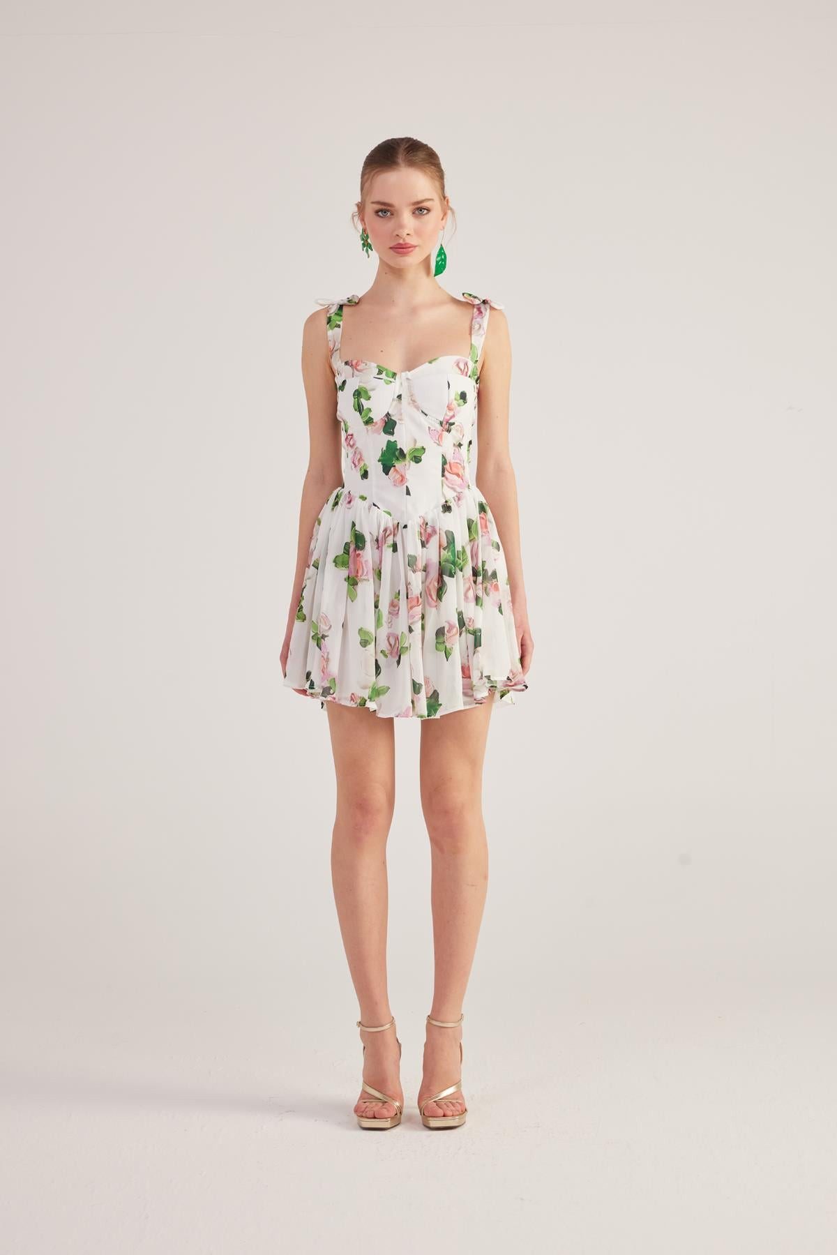 HOLLY LOLLY Midikleid Mini-Velourskleid mit Band