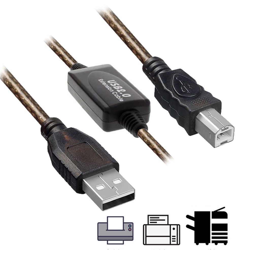 Bolwins C13D USB 2.0 Kabel 10m Druckerkabel Scanner Kabel Repeater  Verstärker USB-Kabel