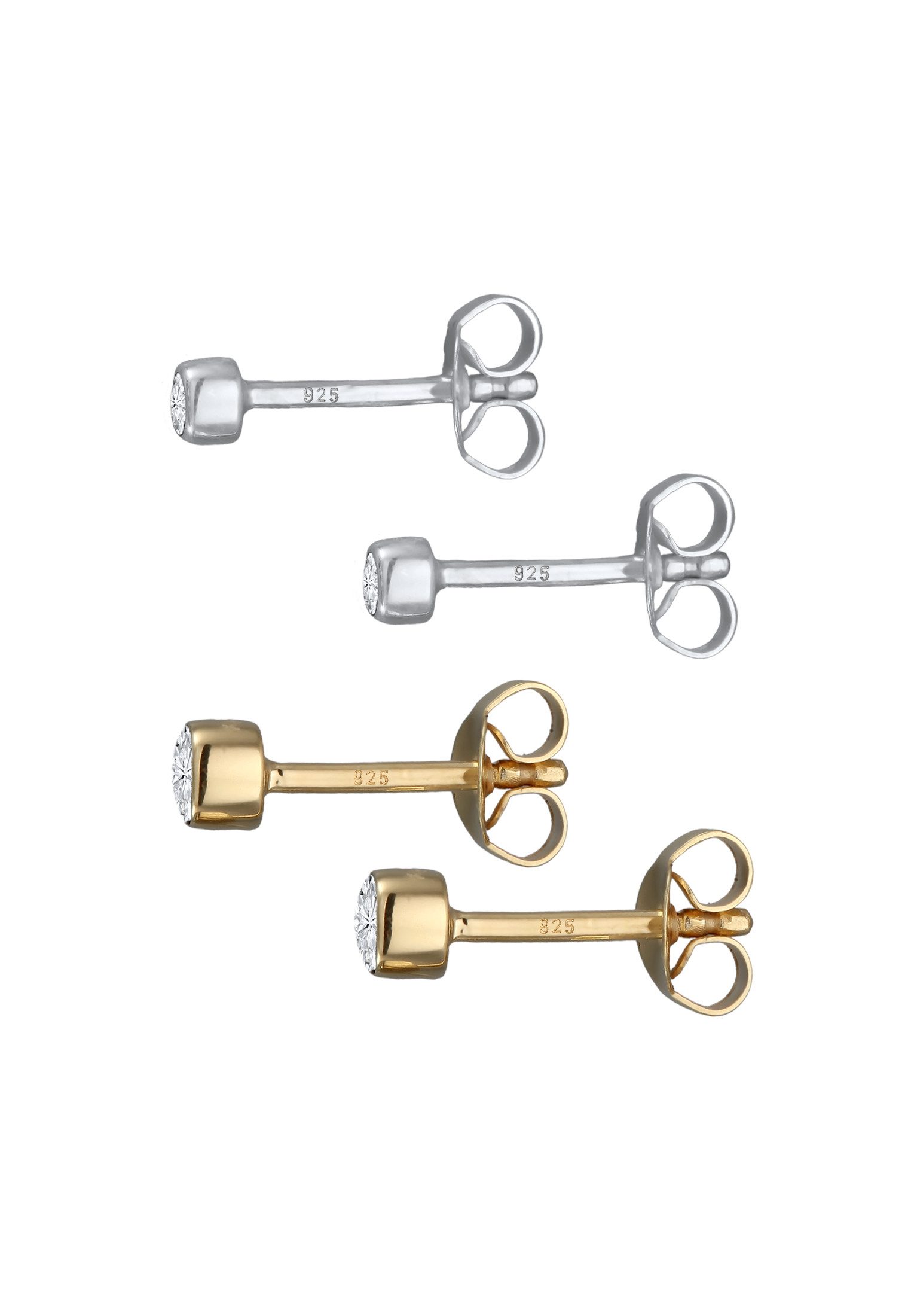 Elli Ohrring-Set Ohrstecker Set Weiß 925 Sterling Silber, mit Kristallen von Swarovski®
