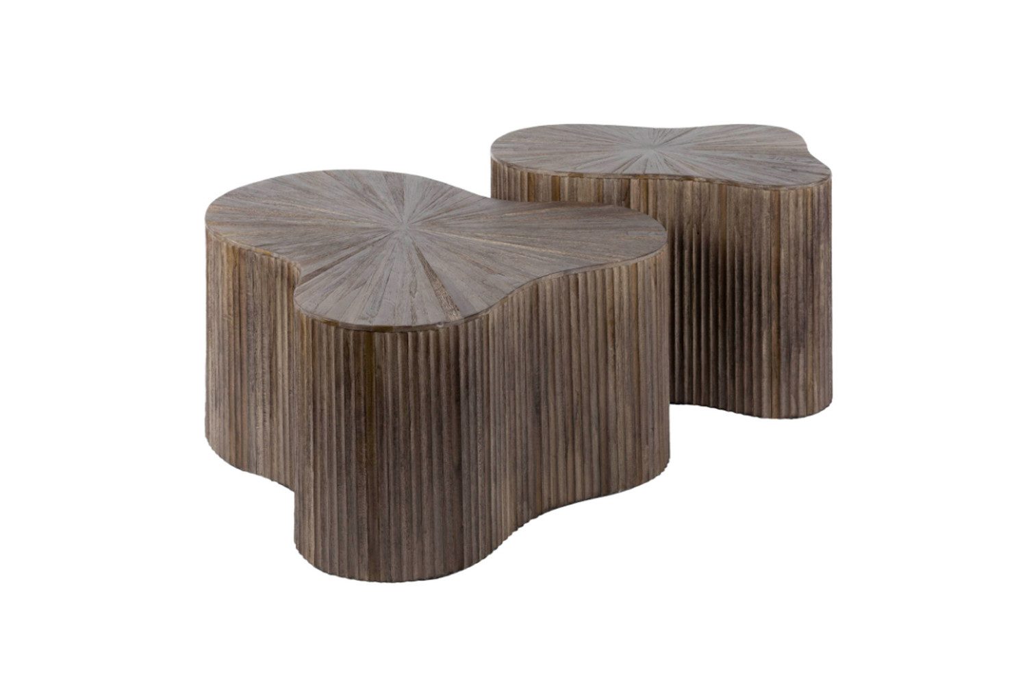KAWOLA Couchtisch INKA (Set, 2-St), Teakholz braun Kleeblatt-Form