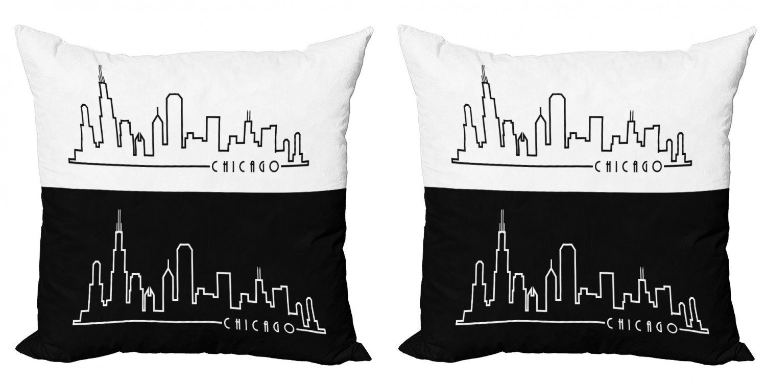 Kissenbezüge Modern Accent Doppelseitiger Digitaldruck, Abakuhaus (2 Stück), Chicago Skyline Minimalist Stadt