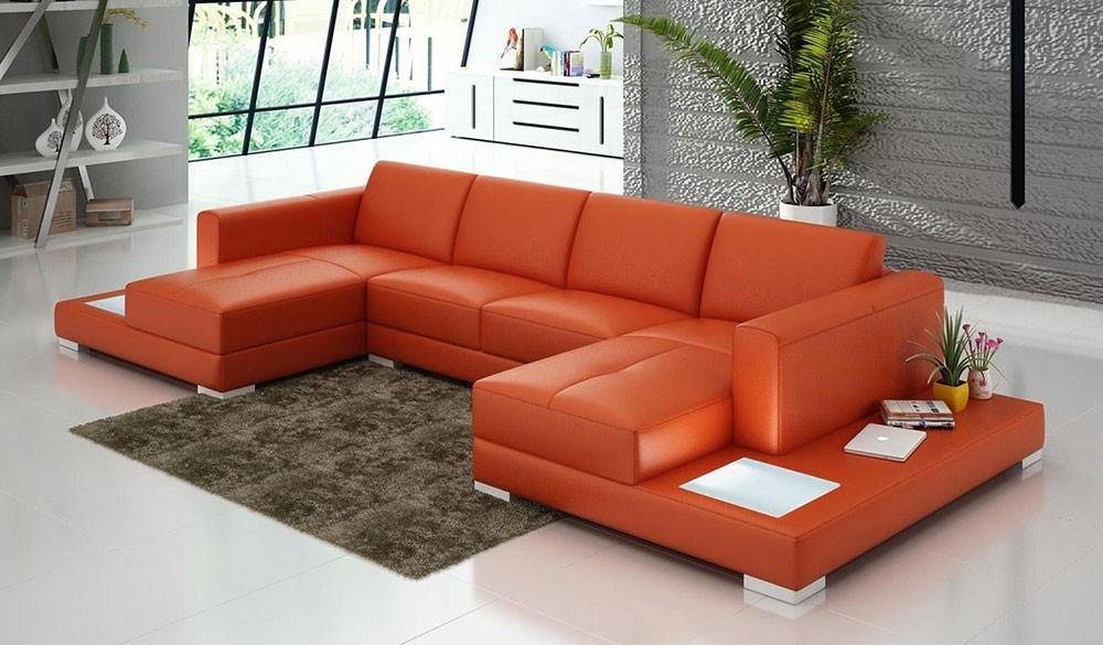 JVmoebel Ecksofa Wohnzimmer Sitzmöbel Couch Garnitur Leder Sofa Polster Eckcouch, Made in Europe Orange
