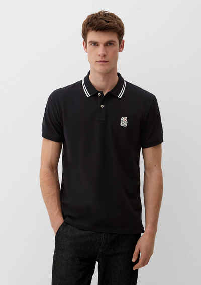 s.Oliver Kurzarmshirt Poloshirt mit Labelpatch Label-Patch, Kontrast-Details