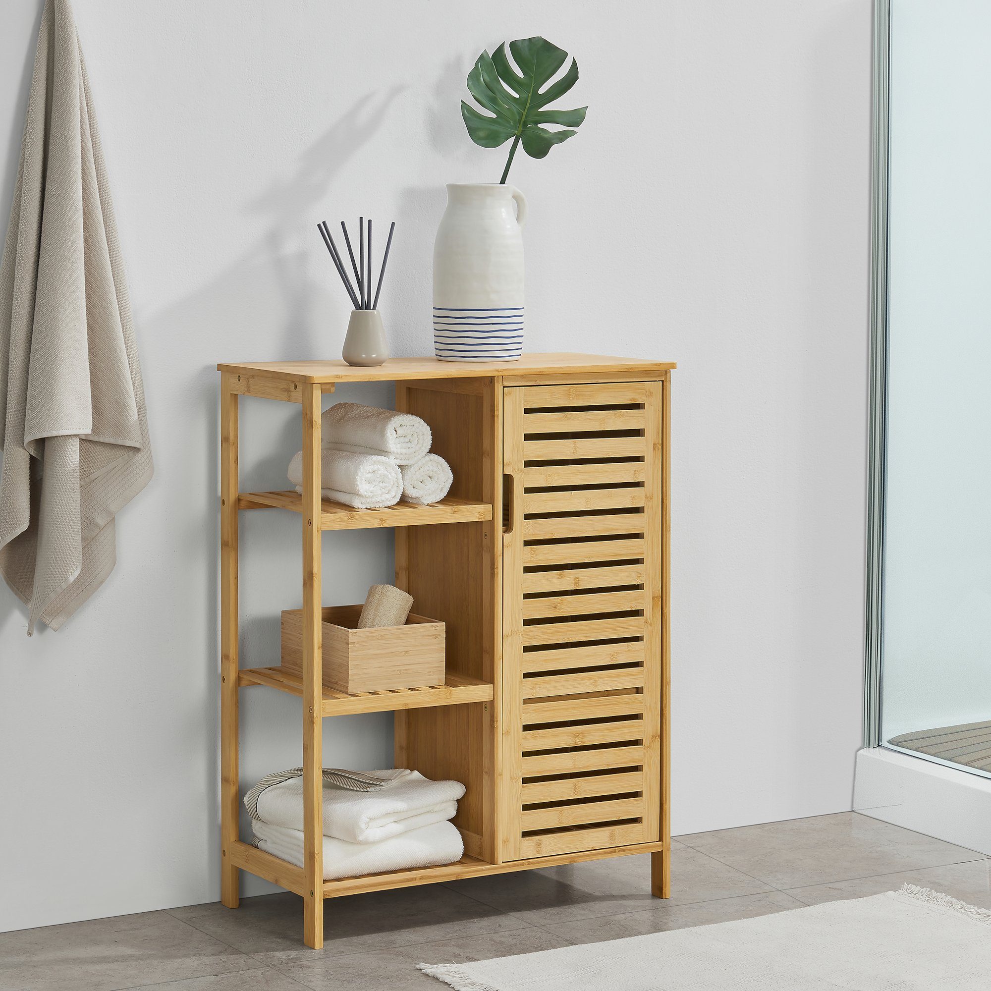 en.casa Badregal, Vetlanda Bambusregal 87x66x33 cm günstig online kaufen