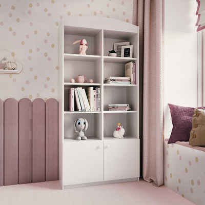 Bjird Bücherregal Babydream Doppel-Bücherregal, mit 8 offene Fächer, Aufbewahrungsschrank für Kinderzimmer