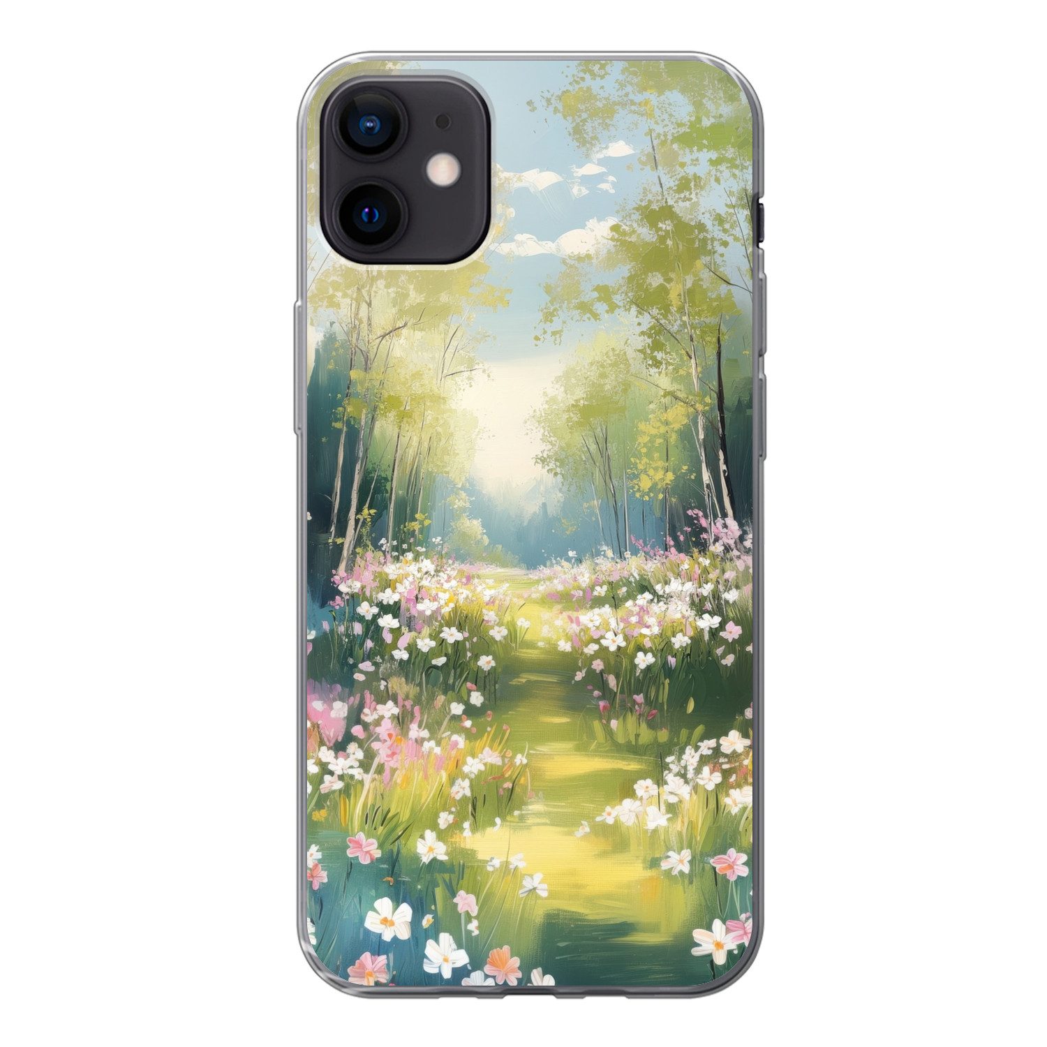 MuchoWow Handyhülle für Apple iPhone 12 Mini Wald - Malerei - Farbenfroh, Smartphone-Bumper, Print, Handy Schutzhülle Dünn