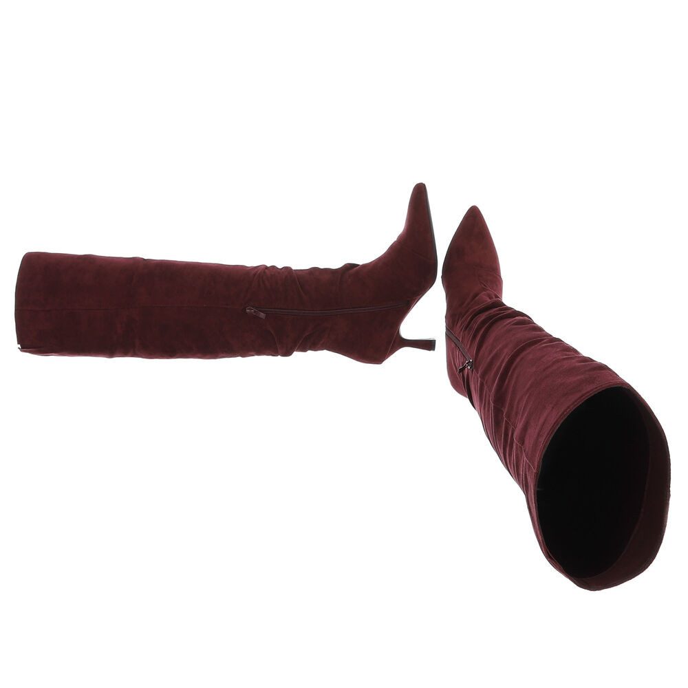 Ital-Design Elegante knöchelhohe Stiefel für Damen, vielseitig und komfortabel Overkneestiefel (90726790) Pfennig-/Stilettoabsatz Stiefel in Weinrot