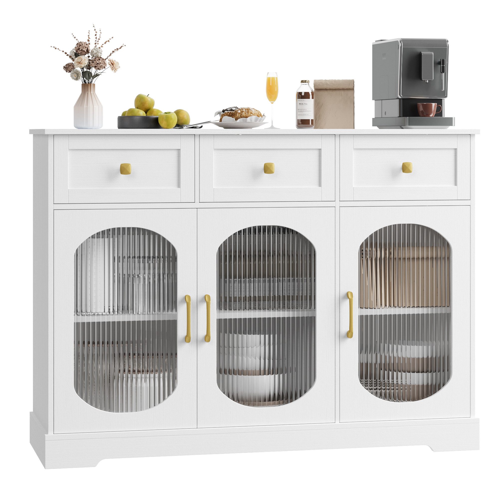 Homfa Sideboard 120cm Wohnimmer Küchenschrank, Buffetschrank mit 2 Schublad günstig online kaufen