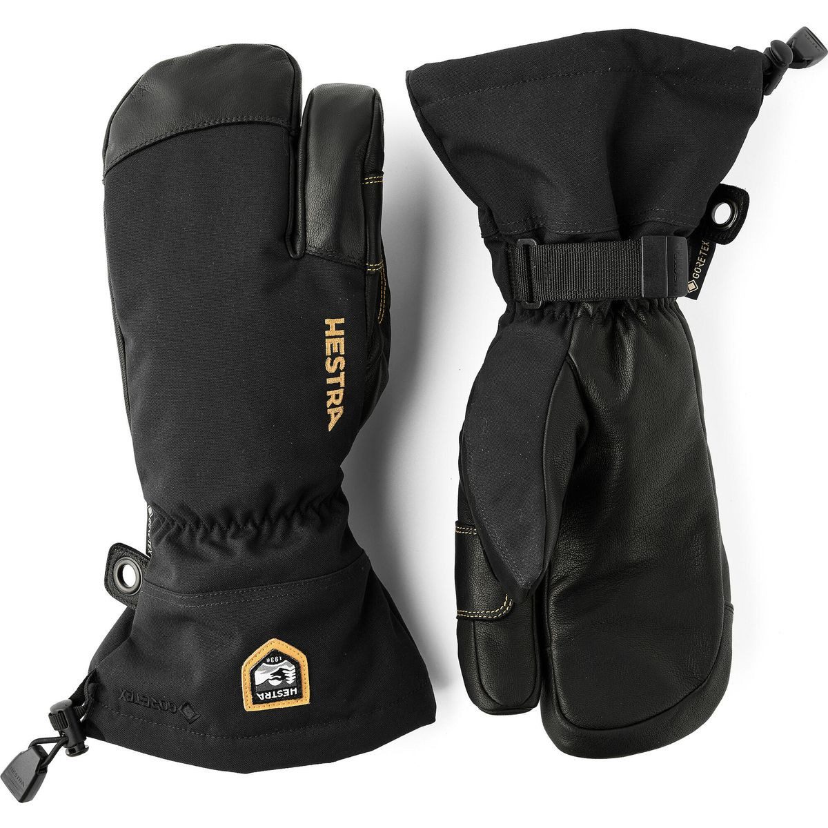 Hestra Skihandschuhe Army Leather Gore-tex - 3 Finger Hochwertige, wasserdichte und extrem warme 3-Finger-Handschuhe für