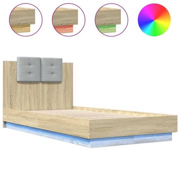 vidaXL Bett Bettgestell mit Kopfteil und LED-Leuchten Sonoma-Eiche 75x190cm