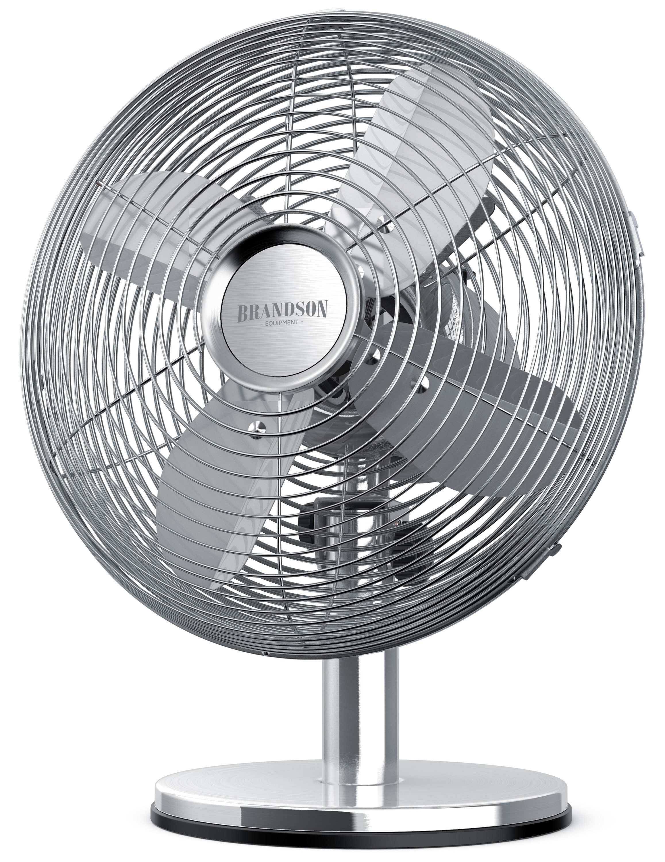 Brandson Tischventilator Metallgehäuse, Retro Design, Oszillation, Neigungswinkel ca. 40°, 30W, 28 cm Durchmesser, Preisträger 2025, mobiler Lüfter, 3 Geschwindigkeitsstufen, GS-Geprüft