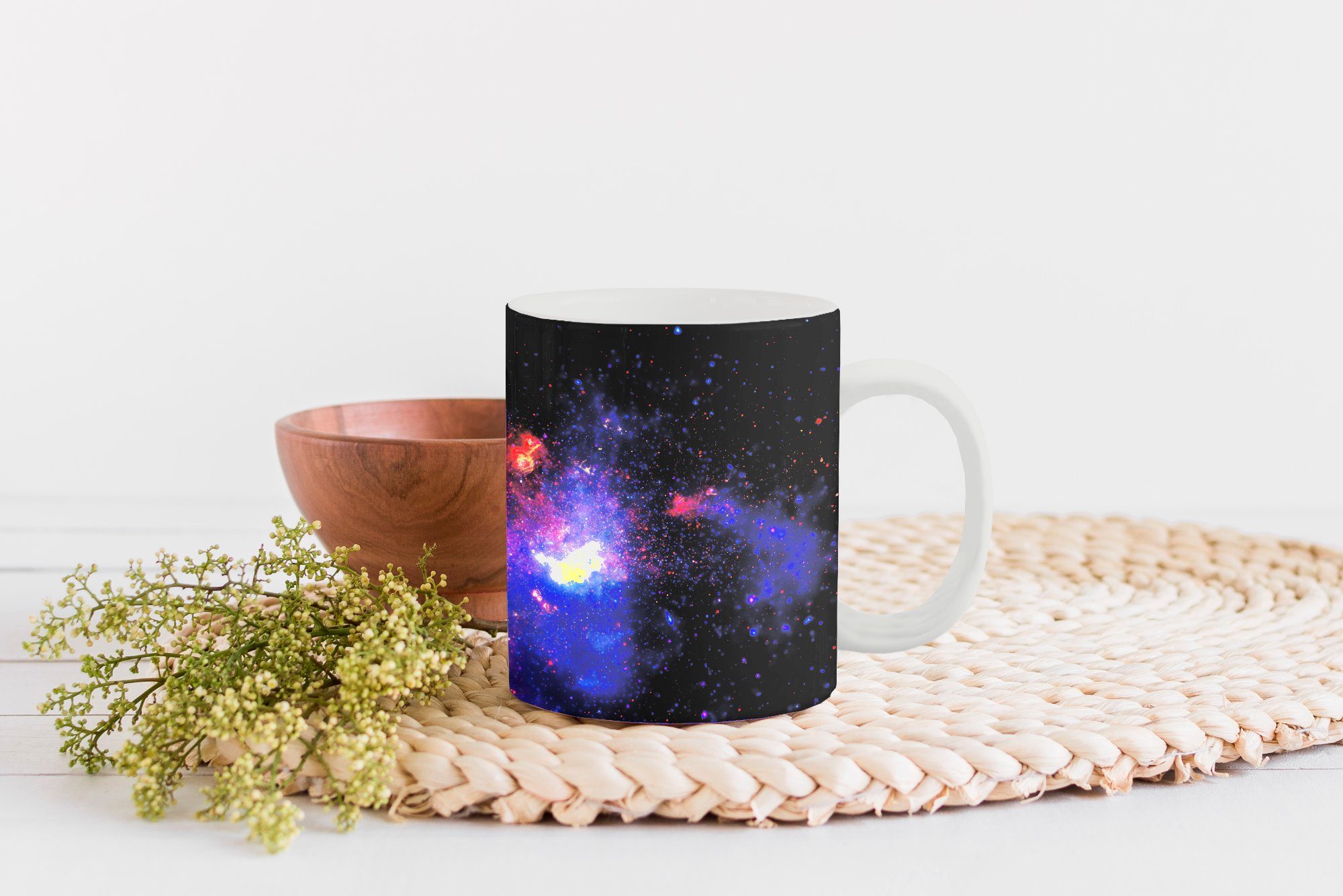 Teetasse, - - Tasse Sterne Geschenk Keramik, Galaxie Kaffeetassen, MuchoWow Becher, Rot, Teetasse,