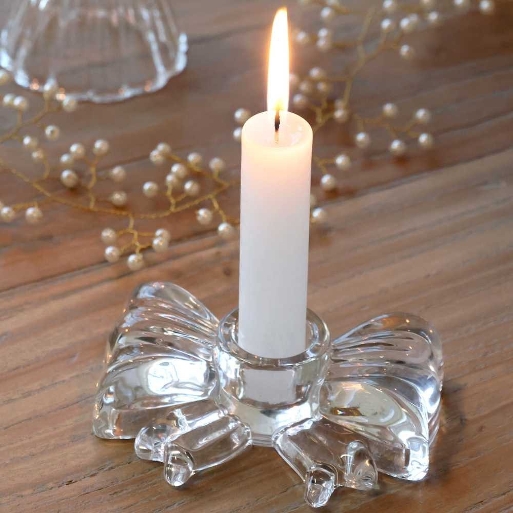 Chic Antique Kerzenhalter Chic Antique Kerzenhalter SCHLEIFE aus Glas für 1 Stabkerze