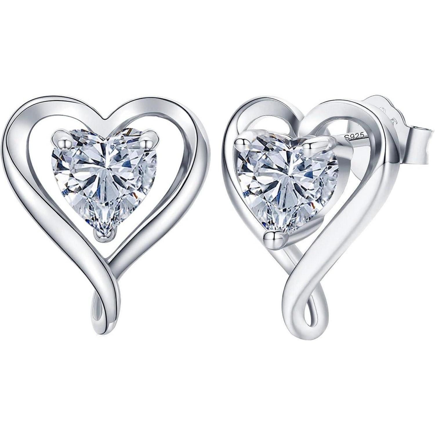 Ohrstecker-Set Ohrringe Damen Set 925 Silber Rosegold Herz Zirkonia Geschenke Mutter