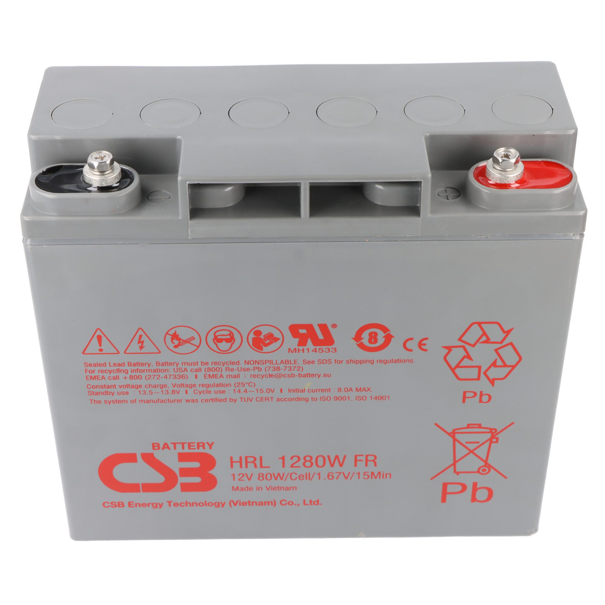 CSB CSB HRL1280W FR 12V Blei-Akku (AGM) wartungsfrei 181x76,2x167mm M5 An Akku 20000 mAh (12,0 V)