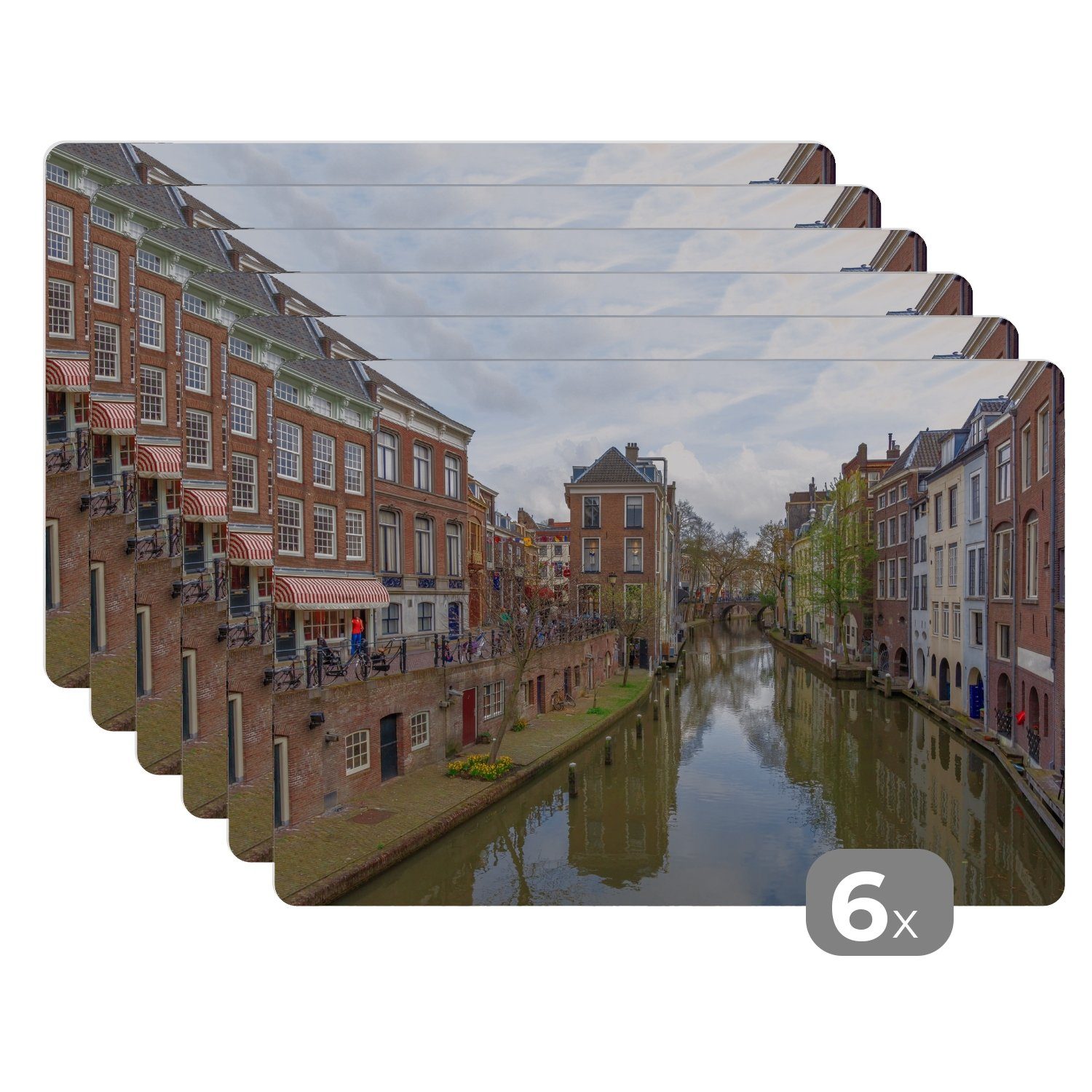 Platzset, Architektur - Schmutzabweisend Platzdecken, Kanal, Platzmatte, MuchoWow, Platzset, - (6-St), Tischmatten, Utrecht