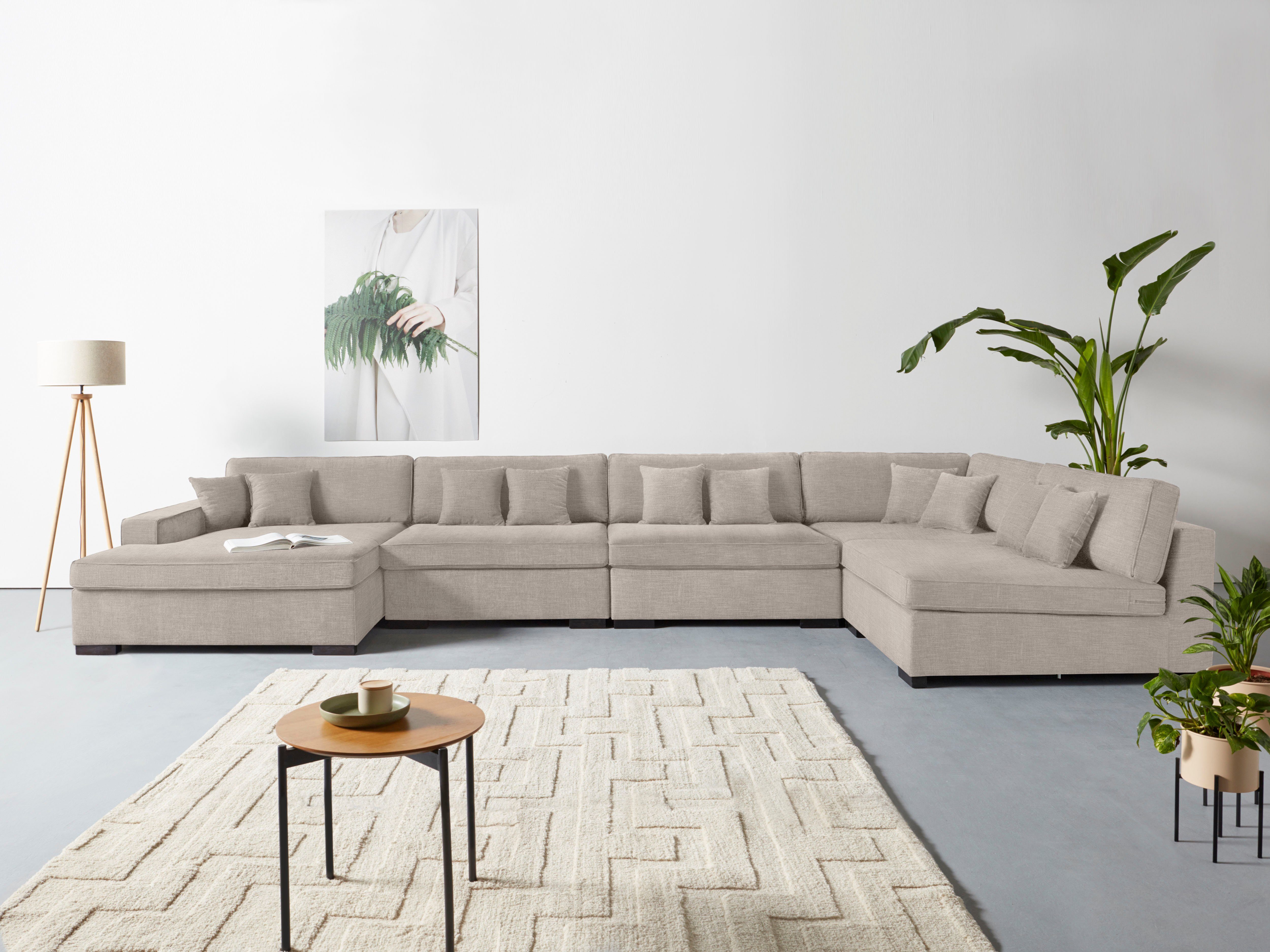 Home affaire Wohnlandschaft "Skara XXL U-Form", Lounge-Sofa XXL mit Federke günstig online kaufen