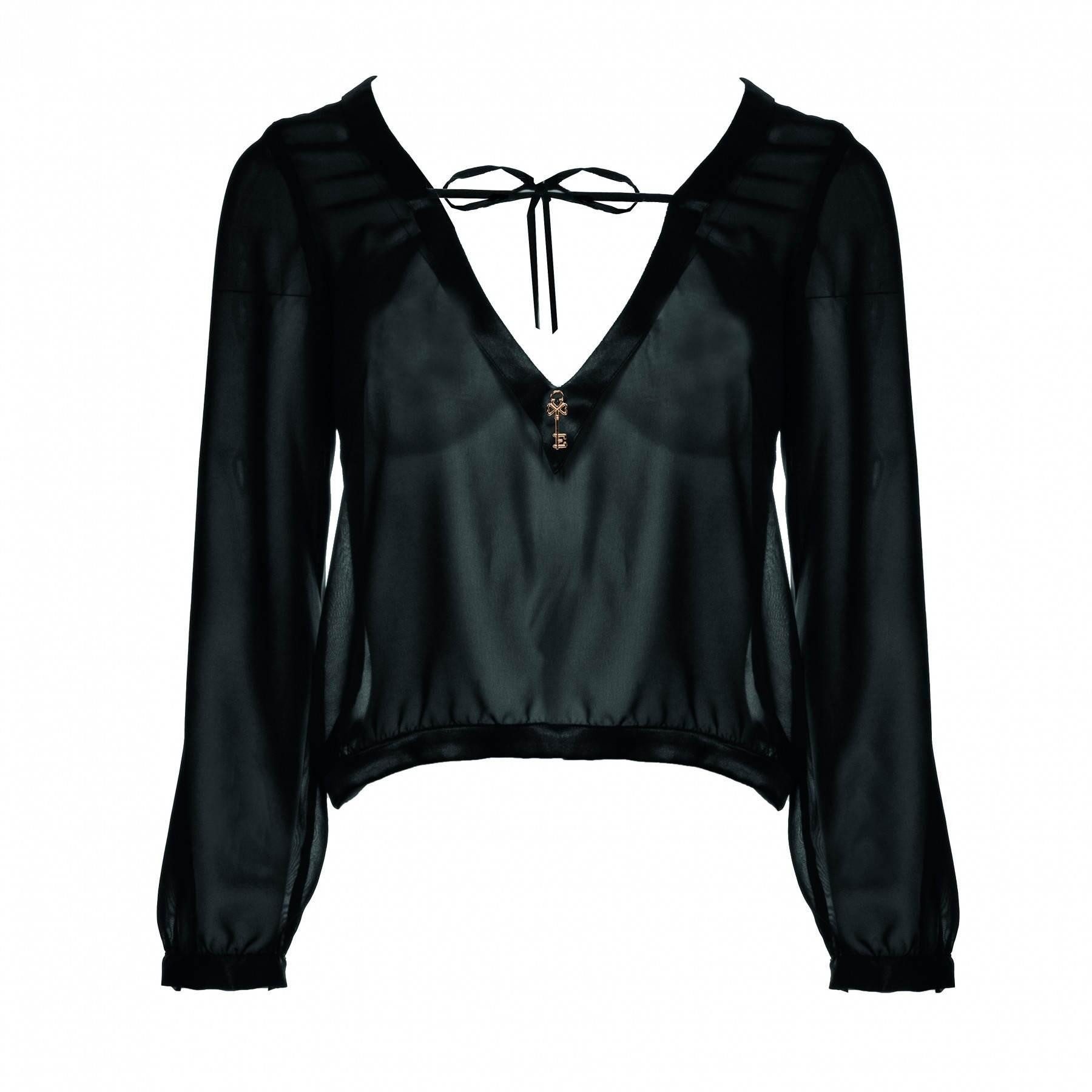 Escora Blusentop Chiffon Bluse schwarz sexy 34