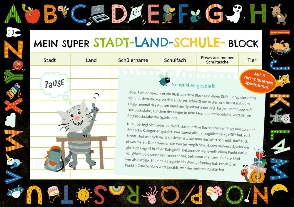 COPPENRATH DIE SPIEGELBURG Lernspielzeug Meine superschlaue kunterbunte Schulstart-Box – Lern- und Rätselset (Set, 9-St., 1), Wisch-und-weg-Materialien zum Üben
