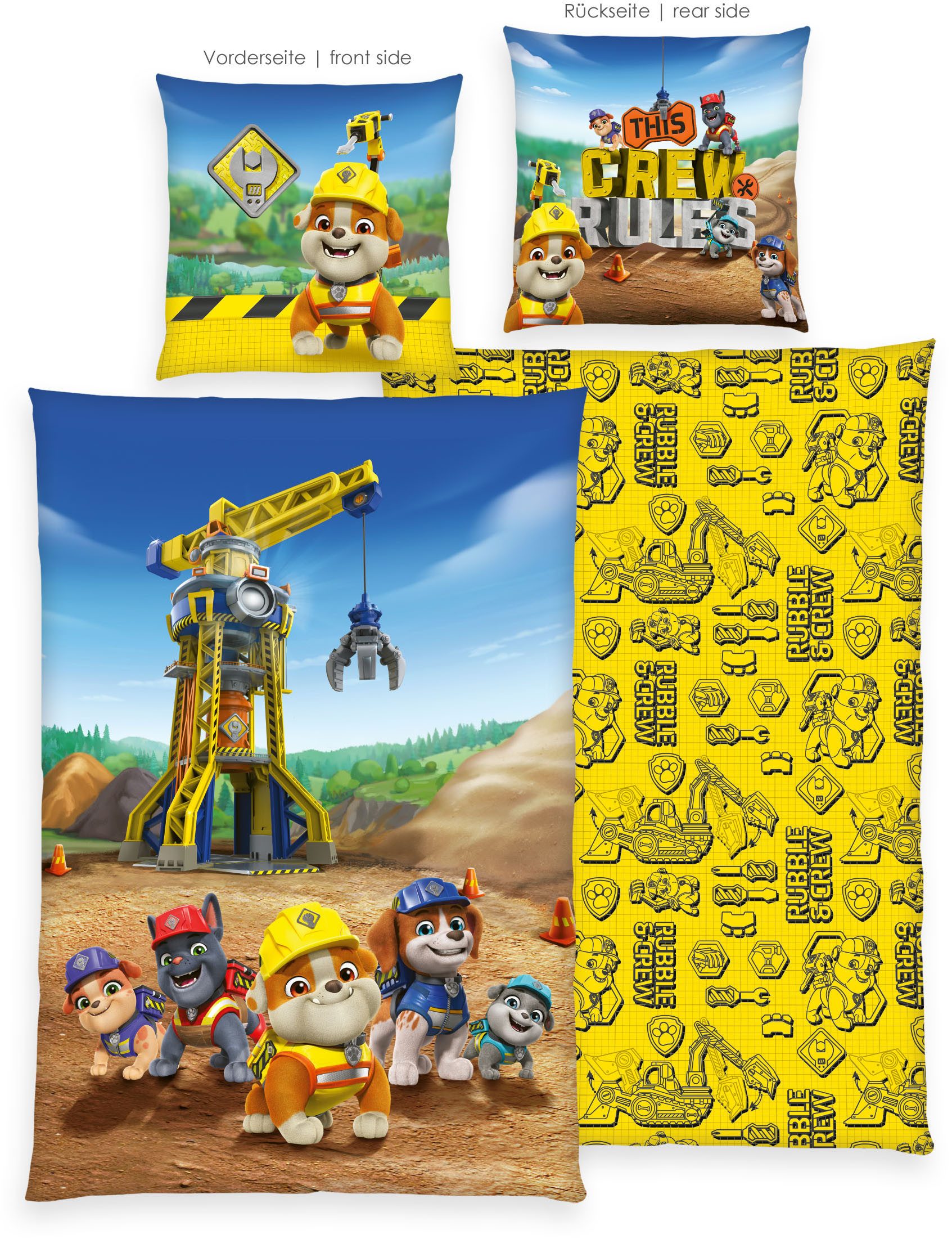 PAW PATROL Bettwäsche Paw Patrol Rubbel&Crew, Renforcé, 2 teilig, Wendebettwäsche