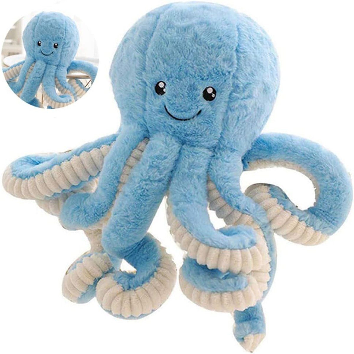 götäzer Fellkissen Süßes Oktopus-Plüschtier, Geburtstagsgeschenke für Erwachsene für Mädchen und Jungen Blau