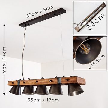 hofstein Pendelleuchte Pendel Leuchten Retro Hänge Lampen Holz/grau Ess Wohn Schlaf Zimmer