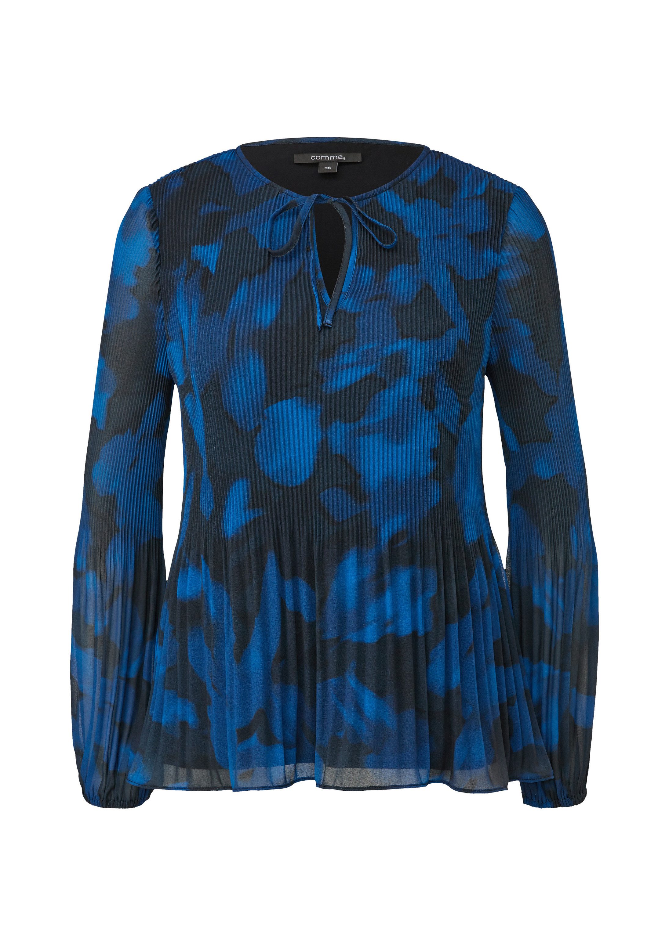 comma Langarmbluse Bluse Chiffonbluse mit Plisseefalten