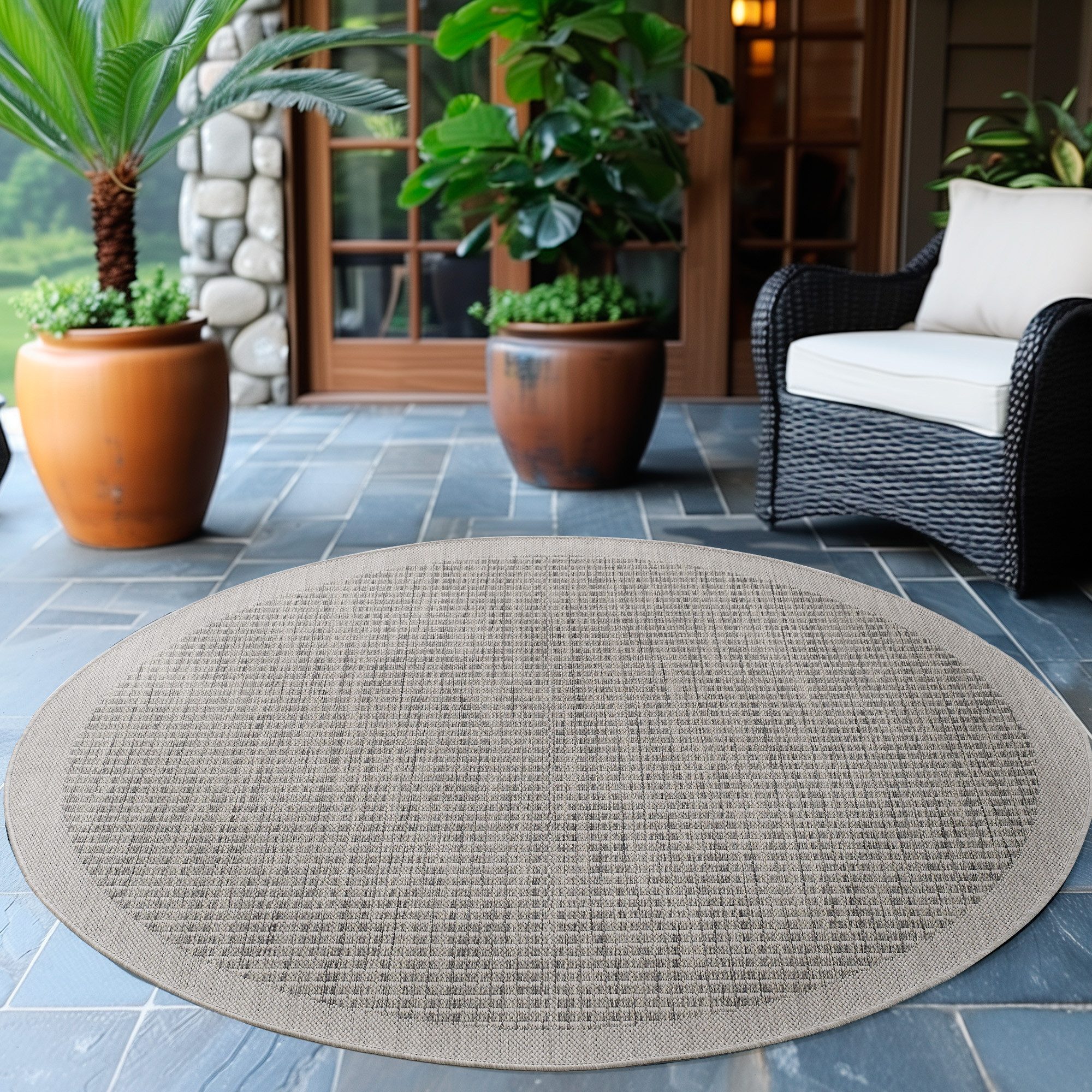 Ayyildiz Teppiche Outdoorteppich GIZA 1410, rund, Höhe: 3 mm, In- und Outdoor, Wetterfest, Wasserabweisend, robust