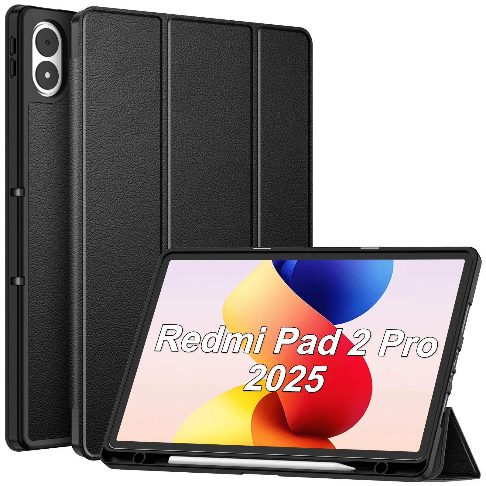Fintie Tablet-Hülle für Redmi Pad 2 Pro 12.1 Zoll 2025 Schutzhülle mit Stifthalter, Ultradünne Soft TPU Rückseite Abdeckung mit Auto Schlaf/Wach Funktion