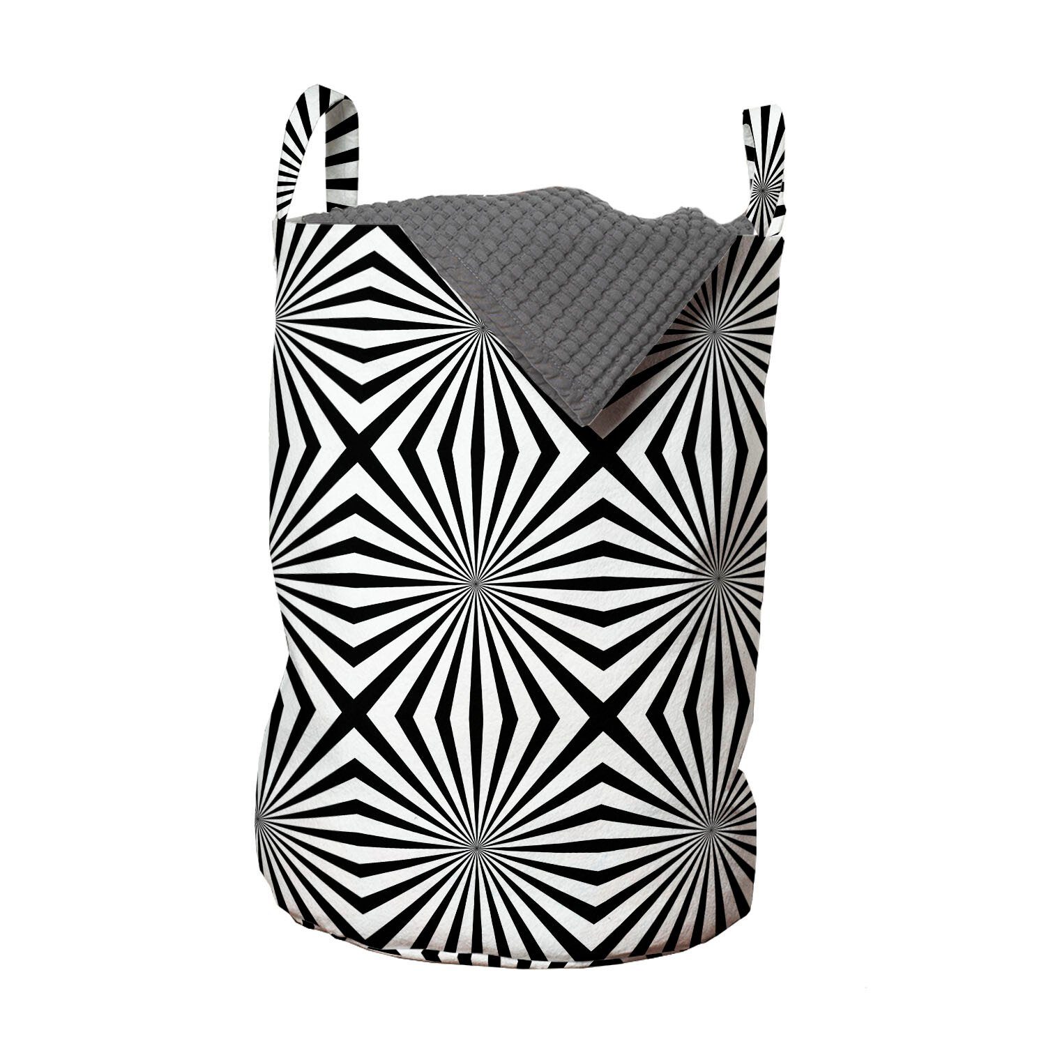 Wäschesäckchen mit Waschsalons, Linien Griffen Geometrisch Abakuhaus Illusive Kordelzugverschluss für Wäschekorb Verzerrte