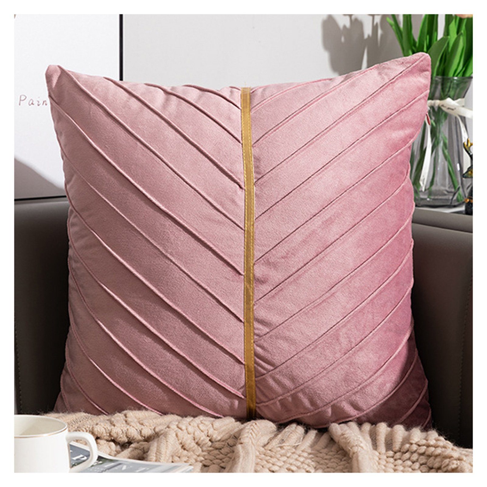 das Anschmiegsamer im Wohnzimmer Sofa pink Blusmart, Für Kissenbezug, Samt-Kissenbezug, Hautfreundlicher, Kissenbezug