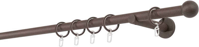 Gardinenstange 20mm Ball Wandträger 12 cm, mydeco, 1-läufig, Fixmaß, verschraubt