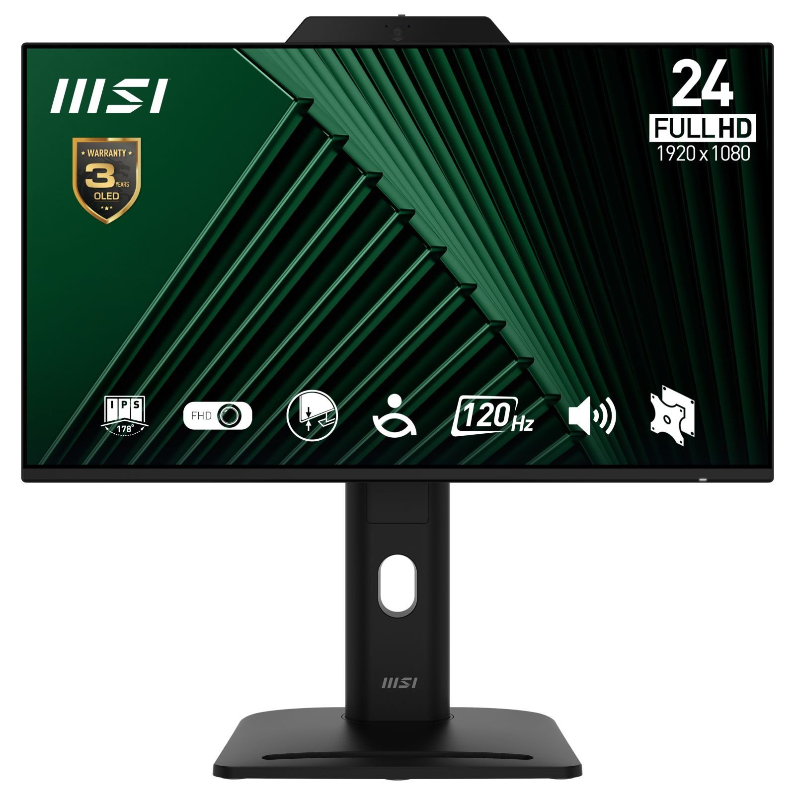 MSI MSI PRO MP242PMGDE 60cm (24) IPS FHD 1ms 120Hz Pivot TFT-Monitor (1920 x 1080 px, Full HD, 4 ms Reaktionszeit, 120 Hz, IPS, Kamera, Lautsprecher, Kopfhörerbuchse, Pivot, Höhenverstellbar)