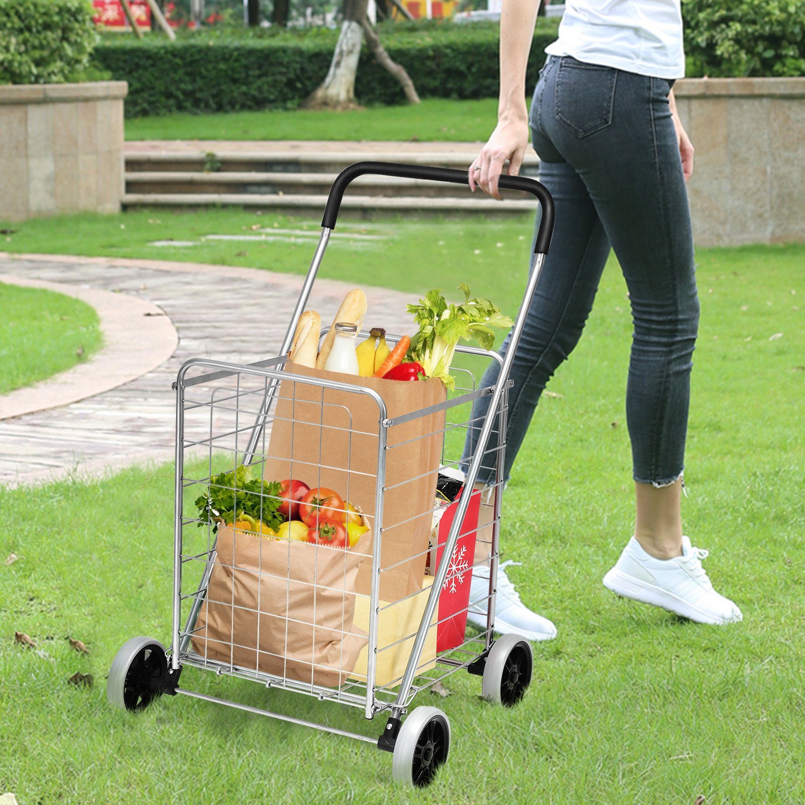COSTWAY Einkaufstrolley, 83L, mit Rädern & Griff, bis 45 kg belastbar günstig online kaufen