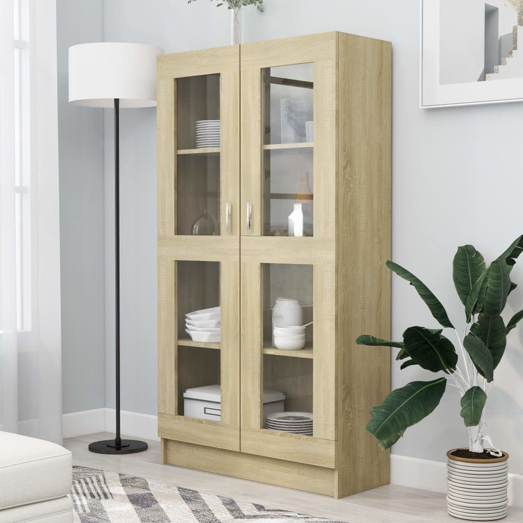 DOTMALL Vitrine Vitrinenschrank Sonoma-Eiche 82,5x30,5x150 cm günstig online kaufen