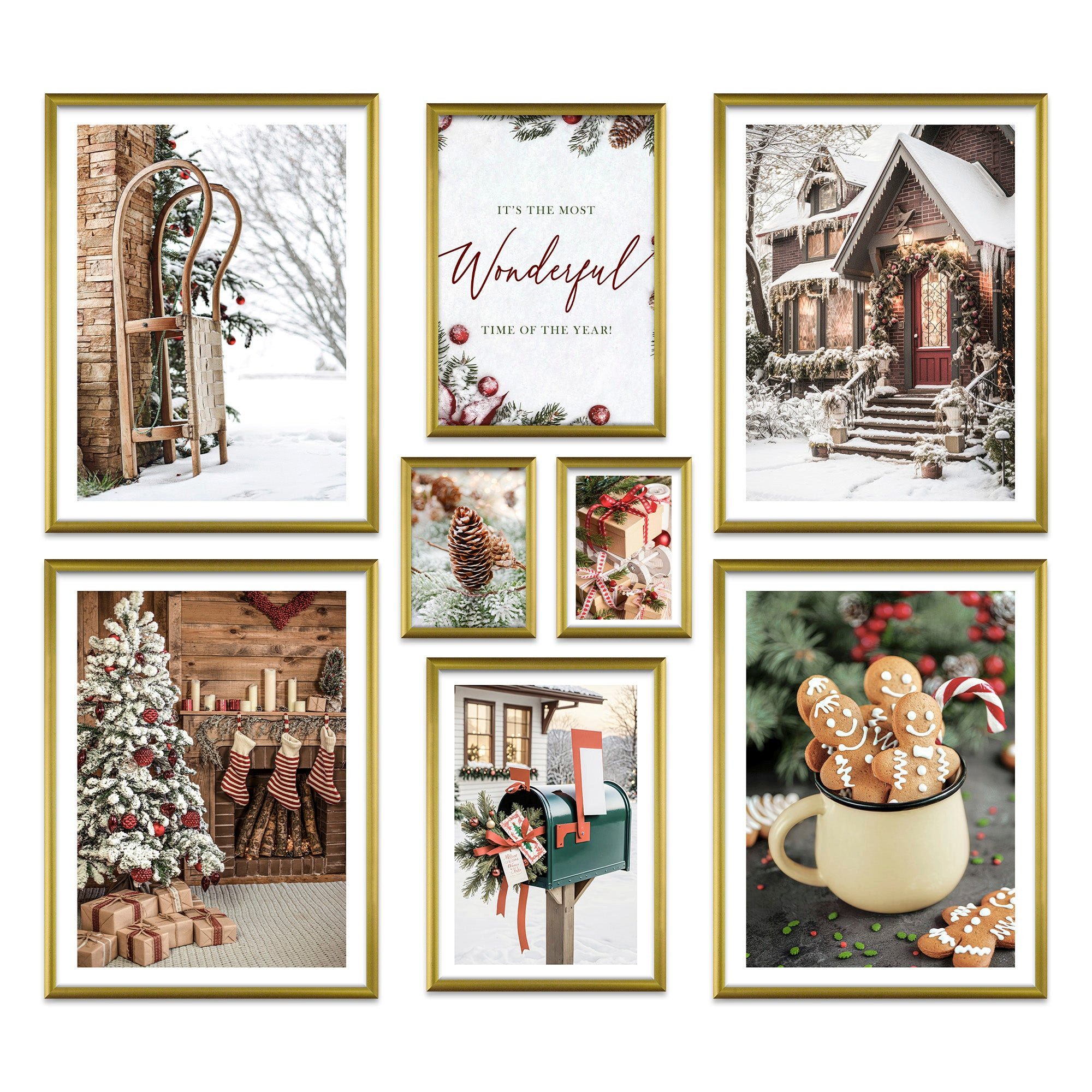ARTFAVES Bilder-Collage Poster Set Christmas Time I mehrteilige Bilderwand I Wandbilder Weihna, (Wandbilder modern, 8 St)