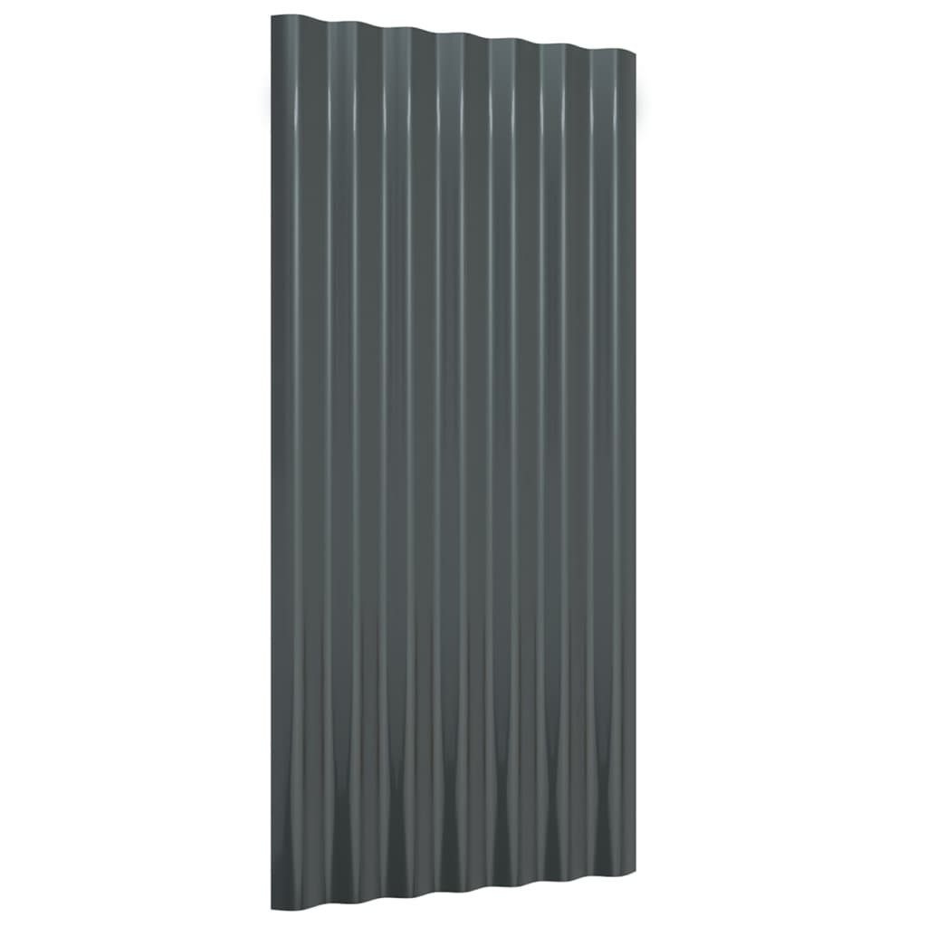 vidaXL Deckenplatten Dachpaneele 12 Stk Verzinkter Stahl Anthrazit 80x36 cm, (12-tlg)