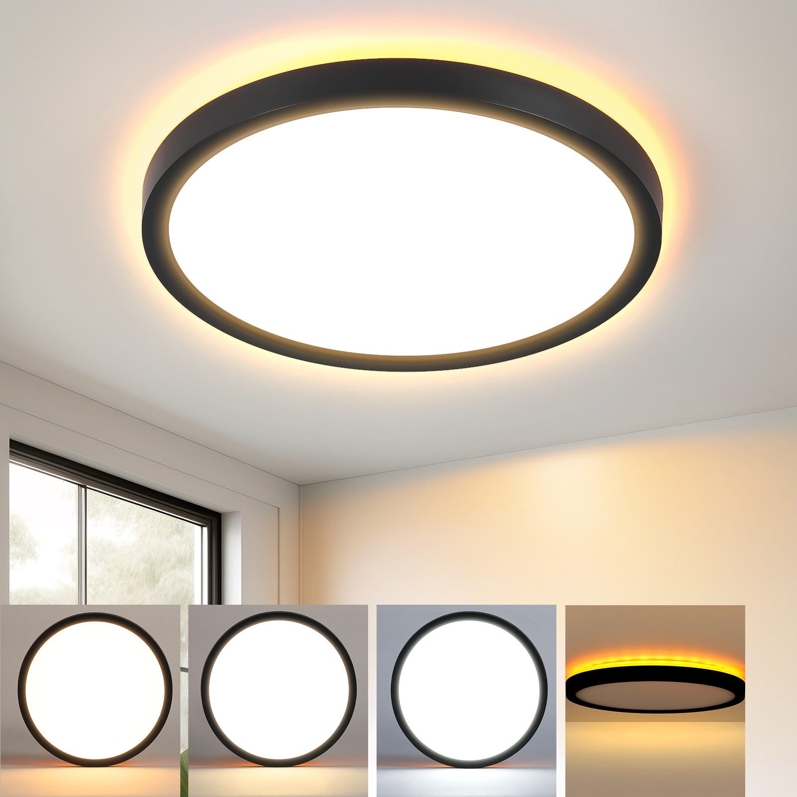 Nettlife LED Deckenleuchte Flach Schwarz 22CM günstig online kaufen
