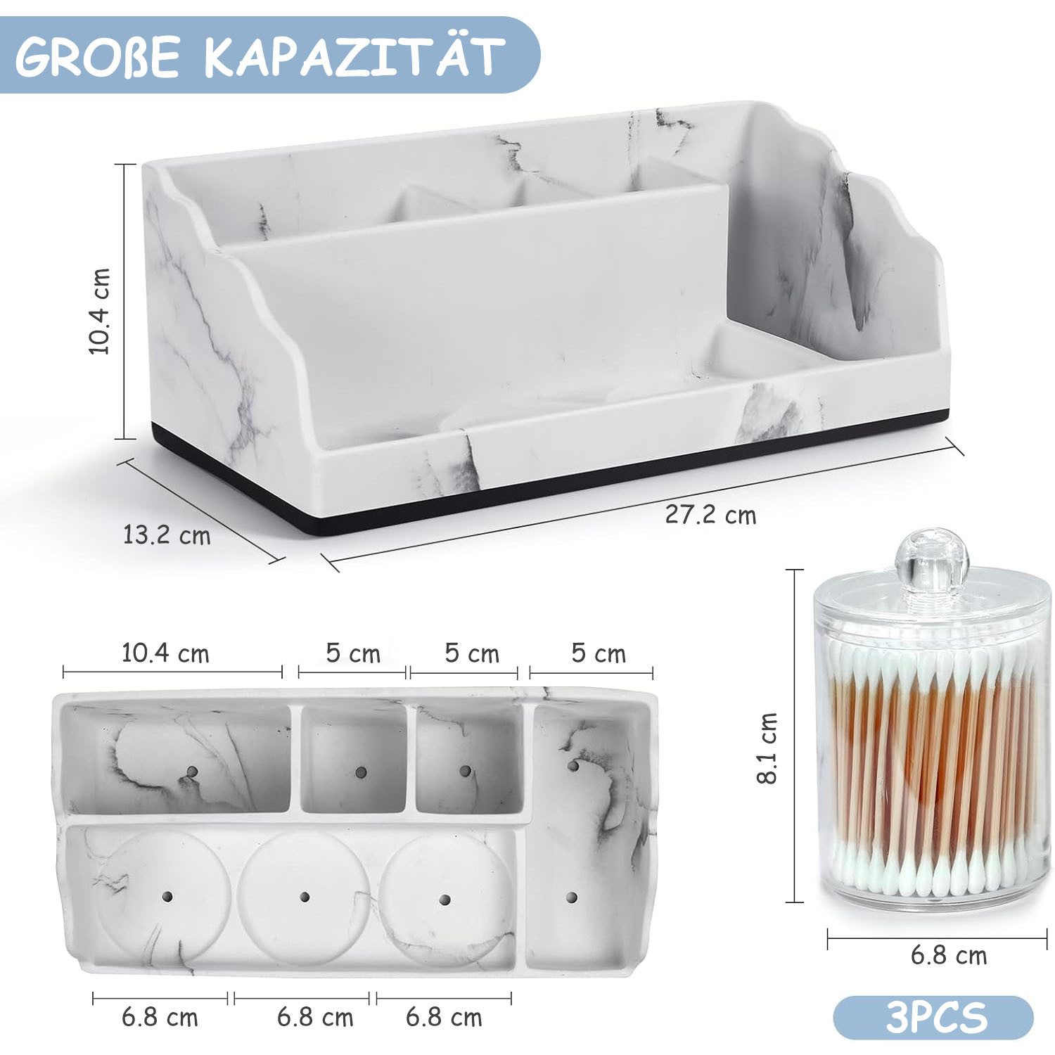 SURFOU Zahnbürstenhalter Toothbrush Holder Zahnbürste Halterung mit Trennwände, Bad Accessoires für Büro, Wohnzimmer, Eitelkeit Countertop