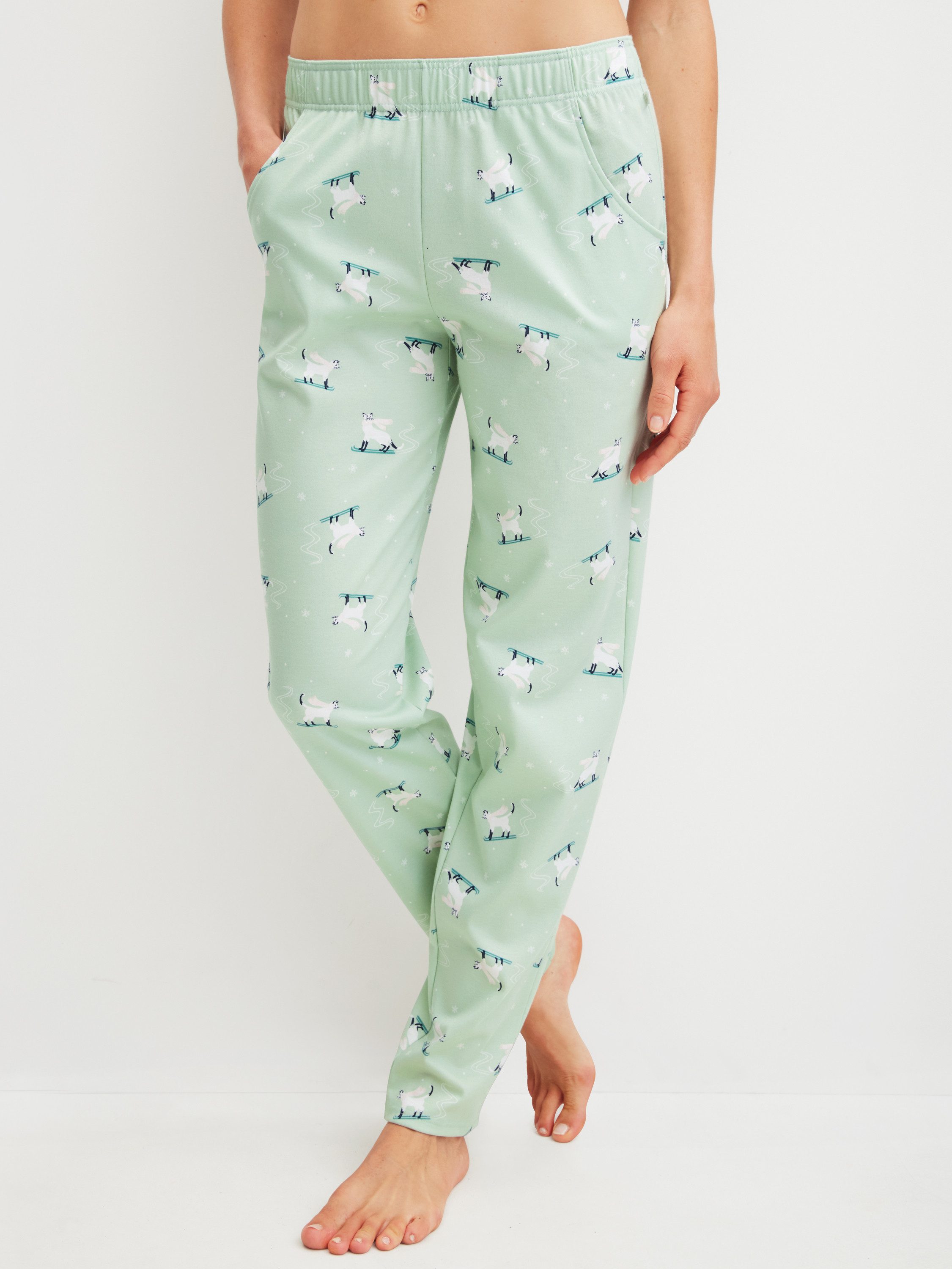 CALIDA Pyjamahose Favourites Cats Damen (1-tlg) mit Seitentaschen